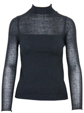 Load image into Gallery viewer, Black Knit Long Sleeve with sheer overlay
