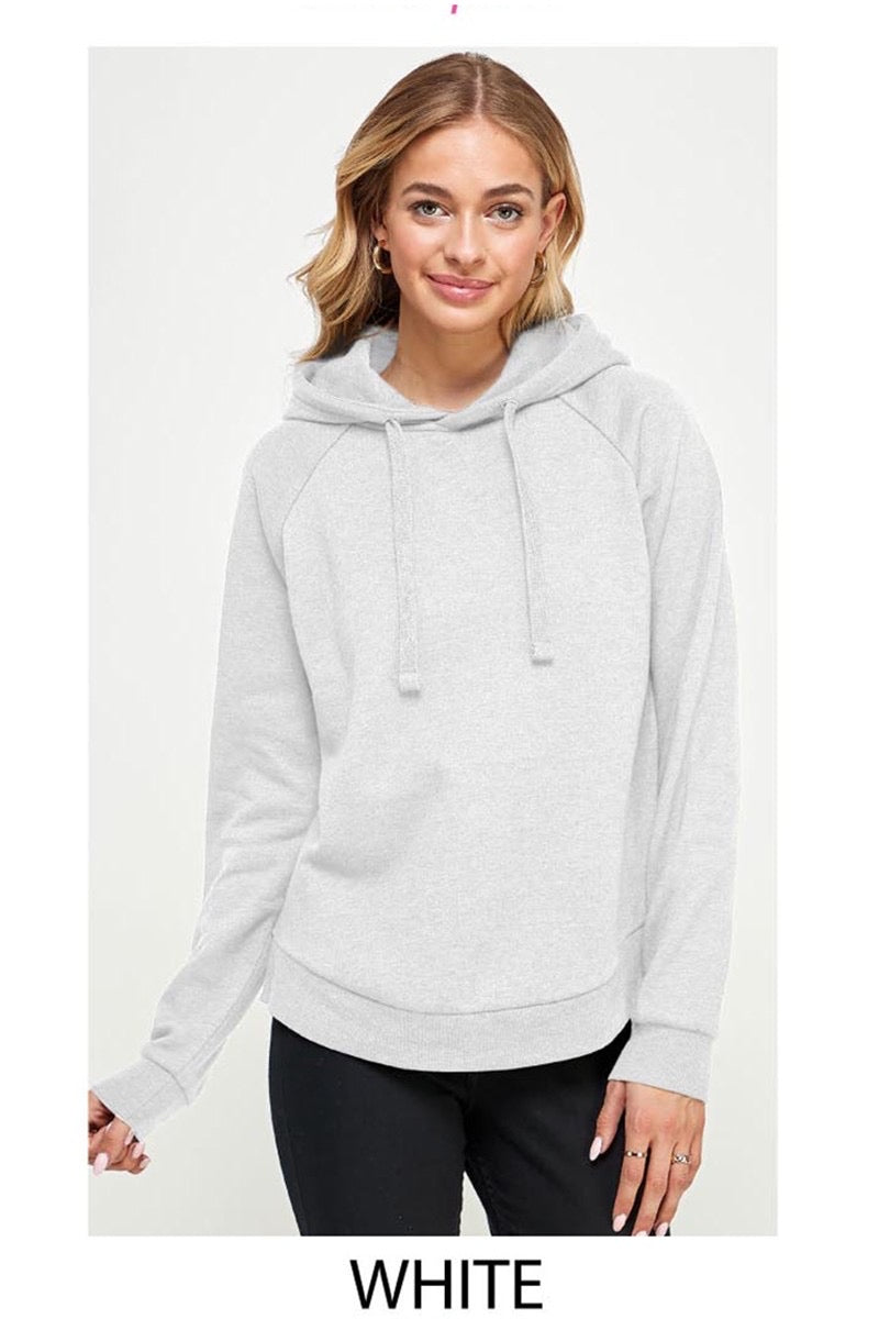 Pullover Hoodie with curved hem and slit detail
