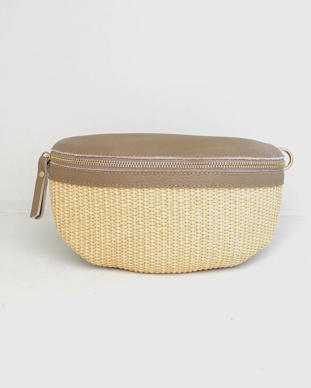 Leather and Rattan Fanny Pack/Cross Body