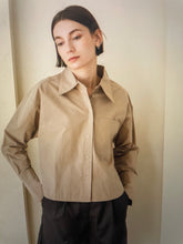 Load image into Gallery viewer, Tan Cropped Button Front Poplin Top
