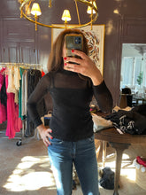 Load image into Gallery viewer, Black Knit Long Sleeve with sheer overlay
