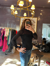 Load image into Gallery viewer, Black Knit Long Sleeve with sheer overlay
