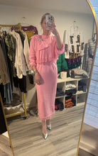 Load image into Gallery viewer, Pink Two Piece Skirt and Bow Jacket Set
