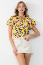 Load image into Gallery viewer, Ruffle Neck Puff Sleeve Floral Top
