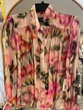Load image into Gallery viewer, Floral Watercolor Long Sleeve Shirred Blouse
