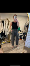 Load image into Gallery viewer, Grey Tab Waist Barrel Leg Denim
