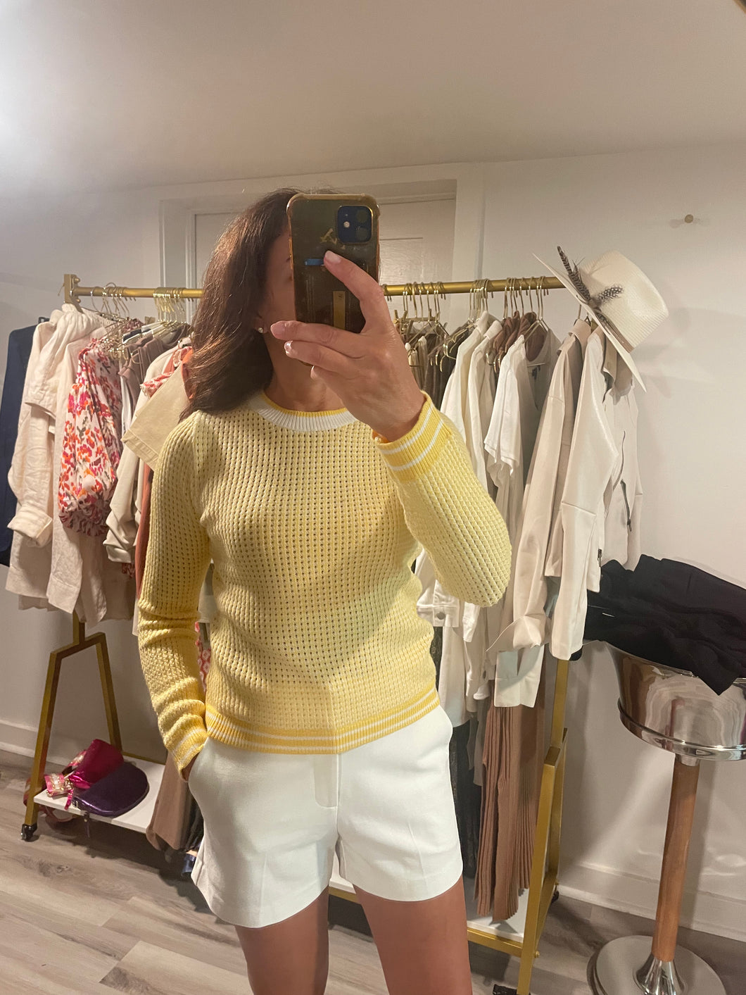 Yellow Knit Long Sleeve Summer Sweater