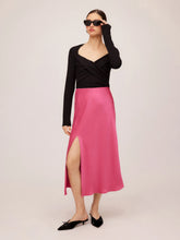 Load image into Gallery viewer, Hot Pink Satin Midi Skirt
