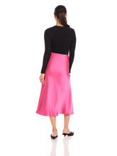 Load image into Gallery viewer, Hot Pink Satin Midi Skirt
