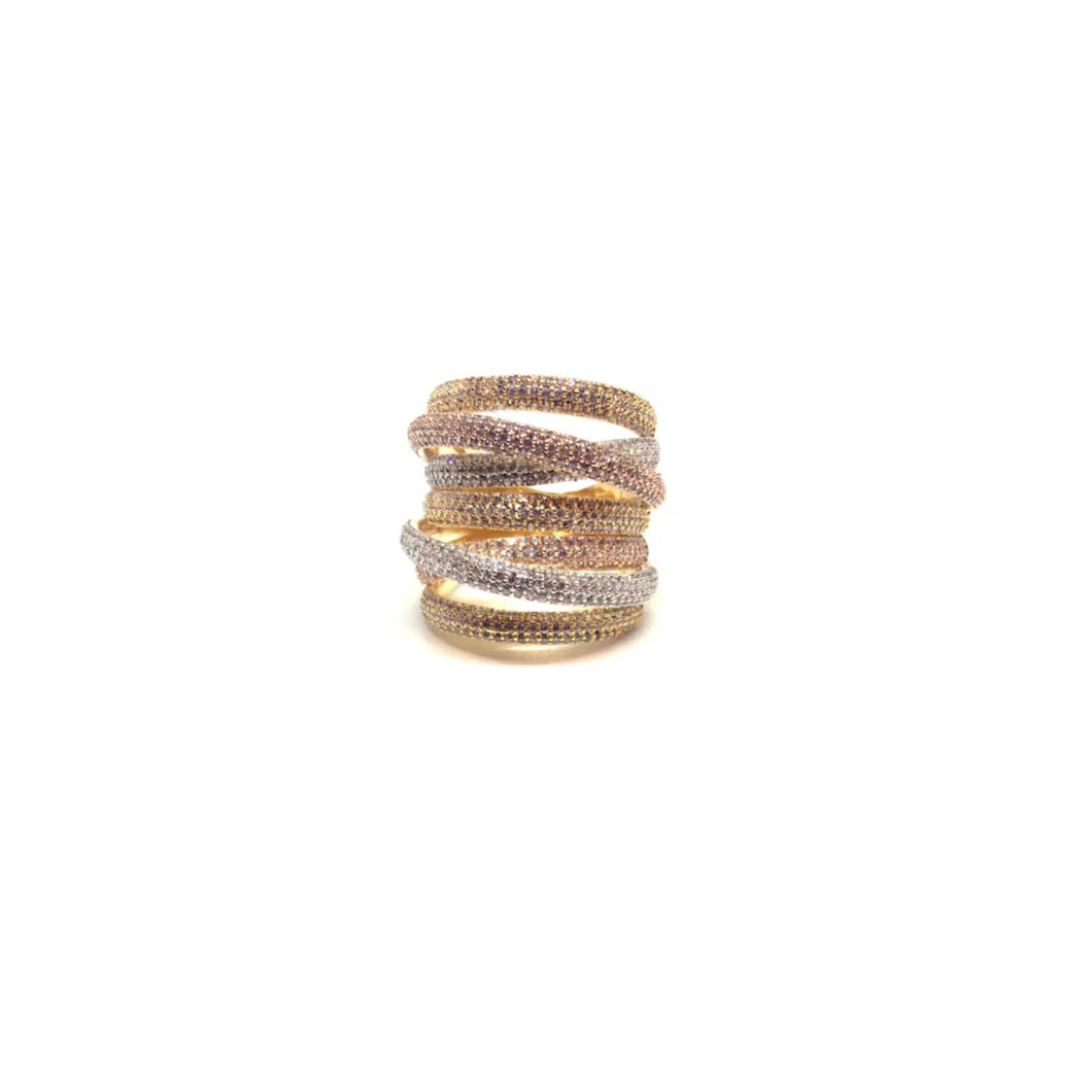 Mixed Metal Twisted Pave Ring