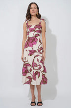Load image into Gallery viewer, Cream and Pink Floral Print Tiered Dress
