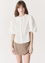Load image into Gallery viewer, White Puff Sleeve Button Front Blouse

