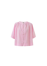 Load image into Gallery viewer, Light Pink Button Front Blouse with high low hem
