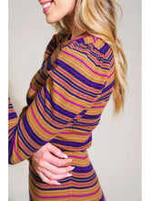 Load image into Gallery viewer, Navy and Lavendar Fall Striped Sweater
