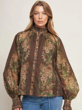 Load image into Gallery viewer, Fall Floral High Neck Blouse

