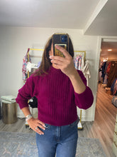 Load image into Gallery viewer, Magenta Textured Crew Neck Sweater
