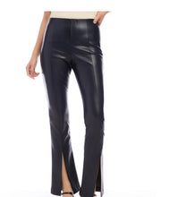 Load image into Gallery viewer, Navy Faux Leather Split Front Pant
