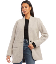 Load image into Gallery viewer, Taupe Collarless Single Button Blazer
