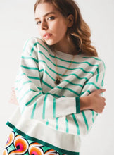 Load image into Gallery viewer, Stripe Sweater with Contrasting Stripe at Hem
