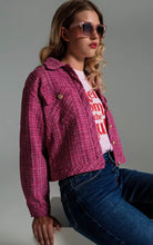Load image into Gallery viewer, Pink Cropped Tweed Jacket
