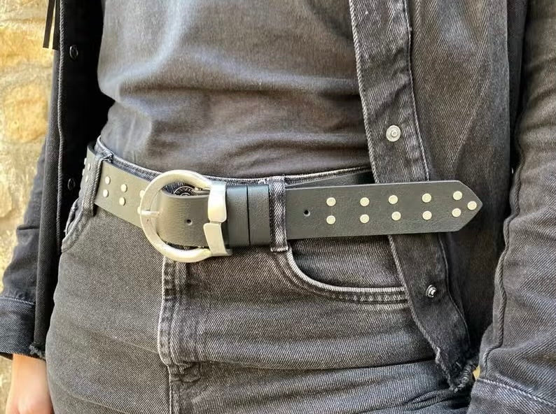 Black with Silver Studded Belt