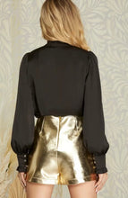 Load image into Gallery viewer, Gold Metallic Faux Leather Shorts
