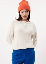 Load image into Gallery viewer, Cream Button Neck  Henley Sweater
