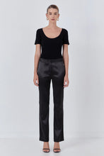 Load image into Gallery viewer, Black Satin Straight Leg Pants
