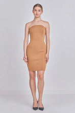 Load image into Gallery viewer, Camel Scuba Strapless Tank Dress
