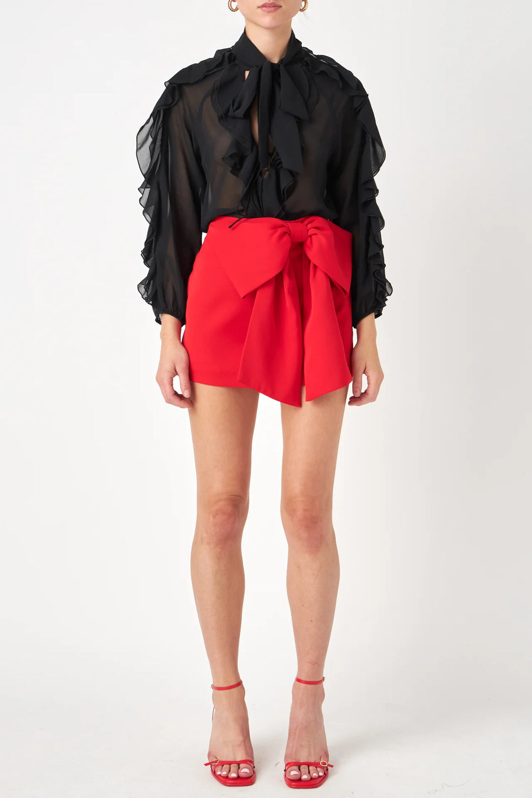 Red Bow Waist Skort