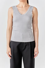 Load image into Gallery viewer, Scalloped Sleeve V-Neck Knit Tank
