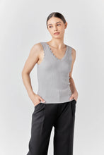 Load image into Gallery viewer, Scalloped Sleeve V-Neck Knit Tank
