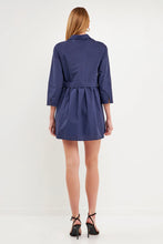 Load image into Gallery viewer, Navy poplin Collared Mini Dress

