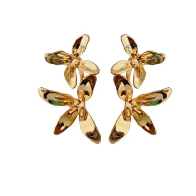 Double Flower Drop Earring