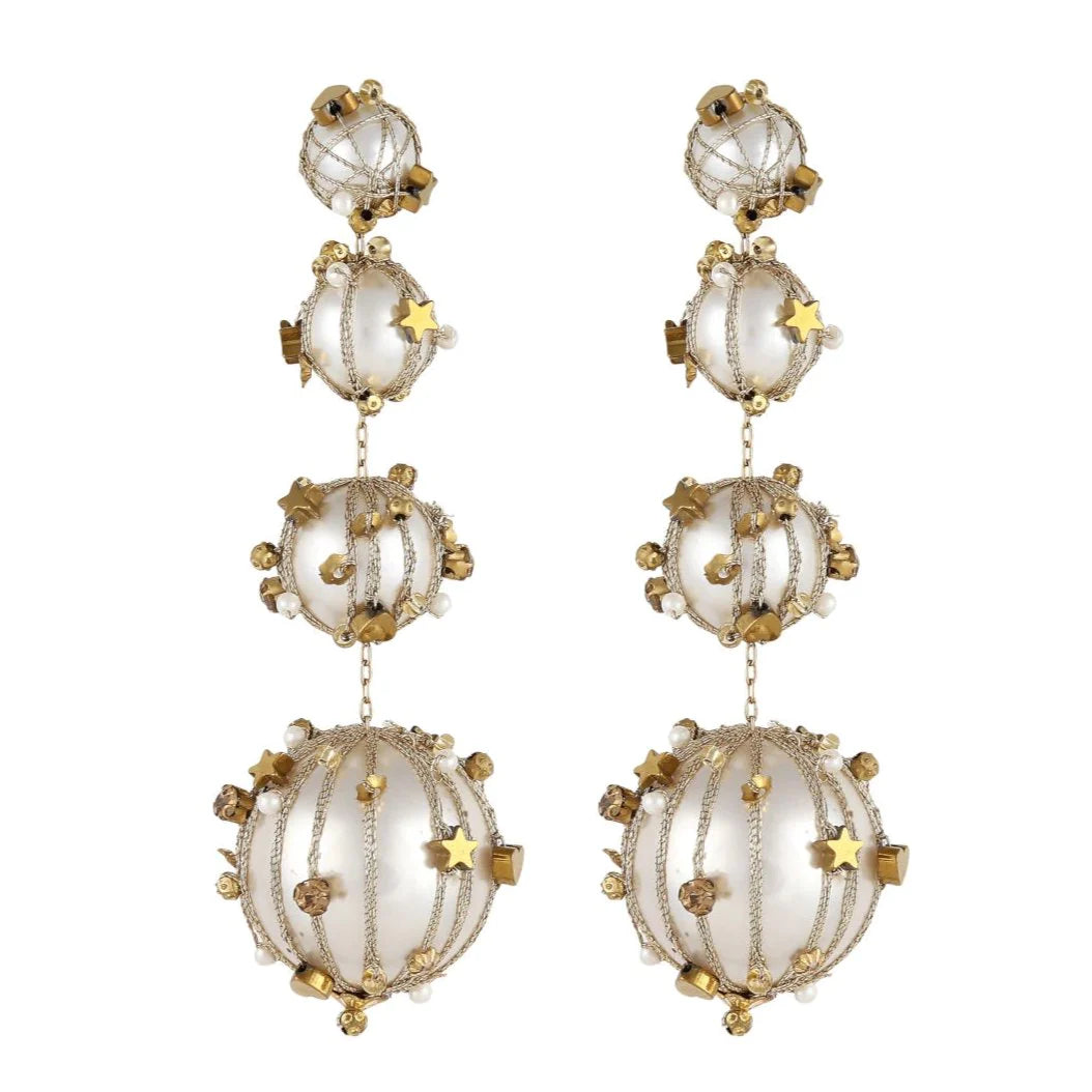 Gold Wrapped Pearl Drop Earrings