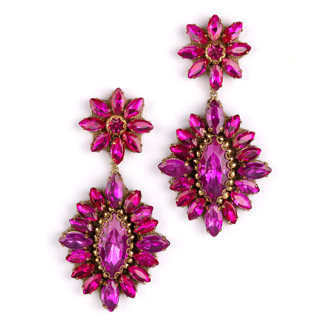 Fuchsia Crystal Drop Earring