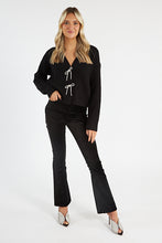 Load image into Gallery viewer, Black Cardigan with Crystal Bows
