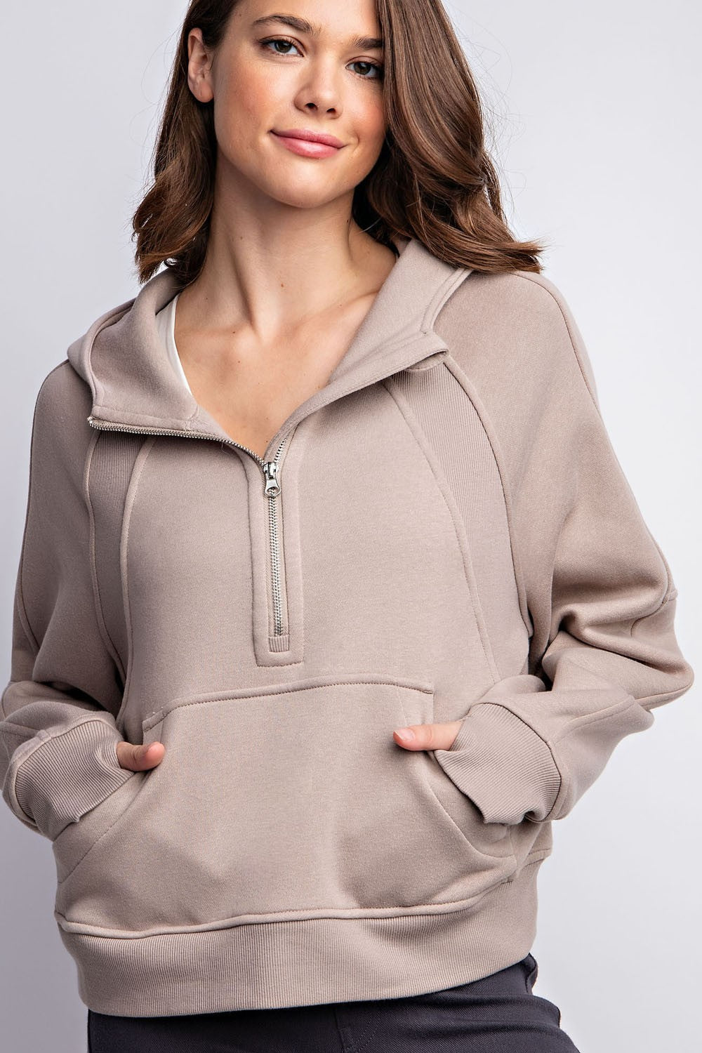 Cropped Hoodie with Front Pocket