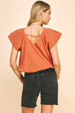 Load image into Gallery viewer, Rust Pleated Neck Blouse
