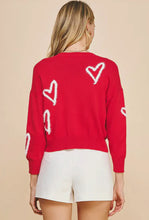 Load image into Gallery viewer, Red Sweater with White Heart Pullover Sweater
