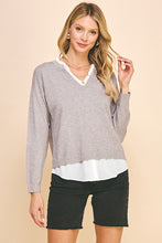 Load image into Gallery viewer, Taupe V Neck Layered Sweater
