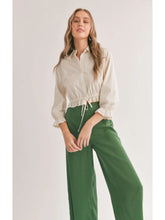 Load image into Gallery viewer, Ivory Gathered Waist Button Front Shirt
