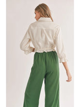 Load image into Gallery viewer, Ivory Gathered Waist Button Front Shirt
