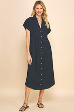 Load image into Gallery viewer, Navy Button Front Maxi Dress
