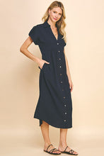 Load image into Gallery viewer, Navy Button Front Maxi Dress
