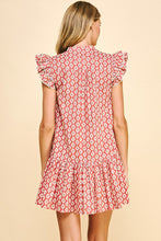 Load image into Gallery viewer, Red and White Geometric Print Dress

