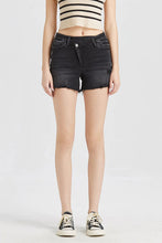 Load image into Gallery viewer, Black Denim Crossover Waist Shorts
