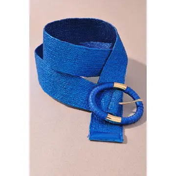 Blue Metallic Round Buckle Belt