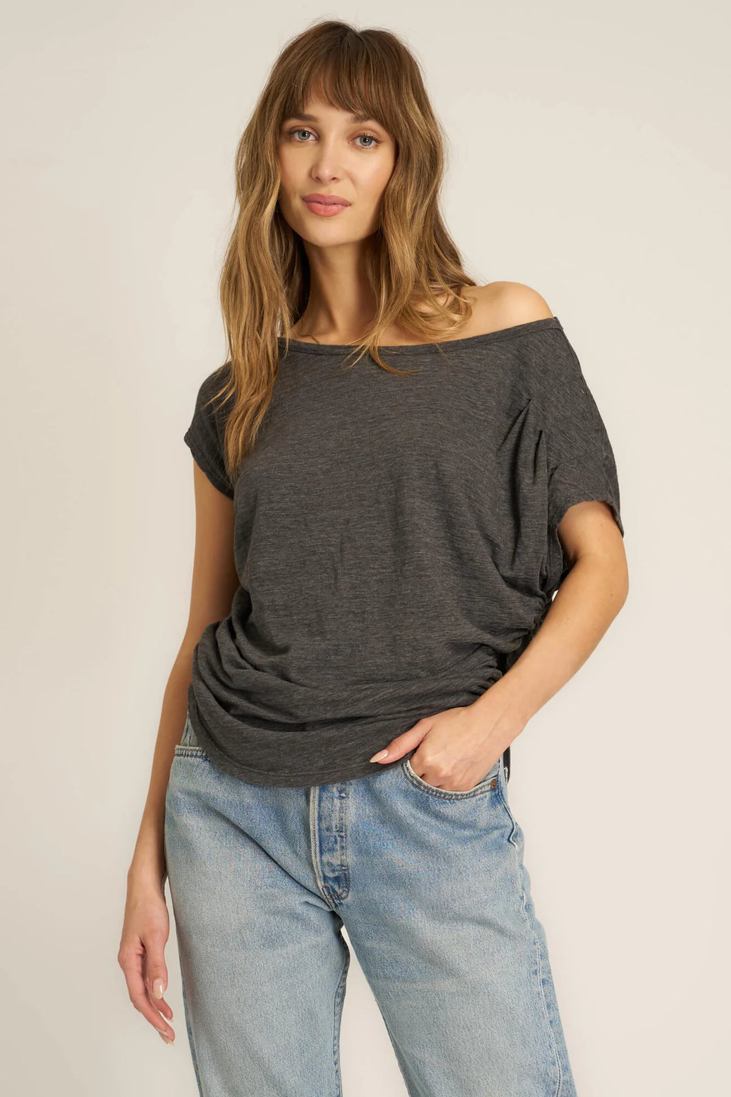 Vintage Black Off Shoulder Tee