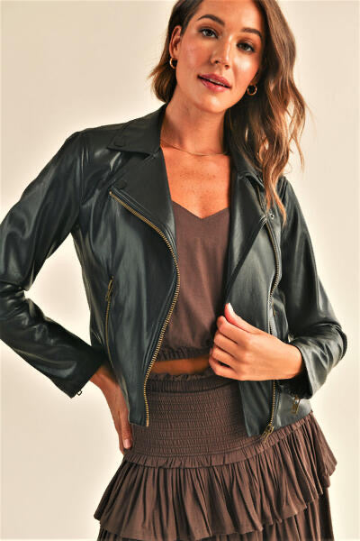 Black Faux Leather Biker Jacket